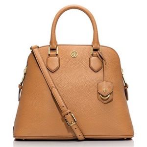 Tory Burch Pebbled Open Dome Robinson Satchel
